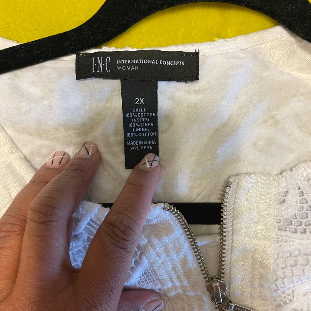 INC Linen and Lace Blazer white size 2x - Picture 3 of 4
